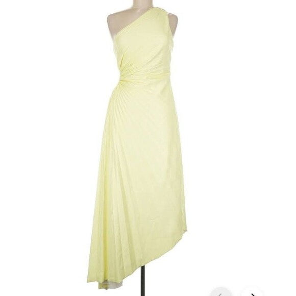 A.L.C. Delfina Faux Leather Pleated Dress One Shoulder Formal Gala Sz 8 ALC - Picture 6 of 9